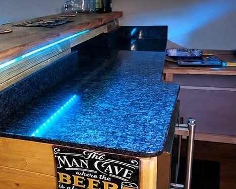 Steel Grey granite bar countertop fitted for Merv